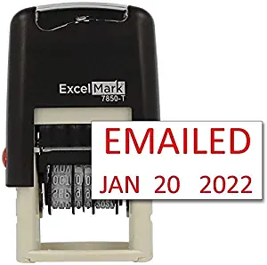 Emailed - ExcelMark Self-Inking Rubber Date Stamp - Compact Size - Red Ink