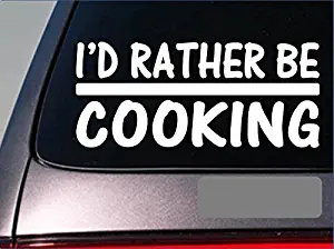 I'd Rather Be A CookingH672 8 Inch Sticker Decal Recipe Chef Cook Skillet Vinyl Decal for Cars, Trucks, Laptops