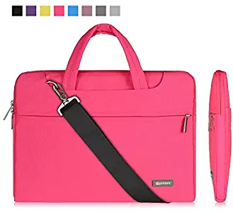 Qishare 11.6 12 inch Laptop Case Laptop Shoulder Bag, Multi-functional Notebook Sleeve Carrying Case With Strap for Notebook Microsoft Surface Pro 6/5/4/3 Macbook Air 11 12(Pink)